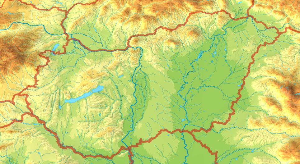 Mapa topográfico de Hungría