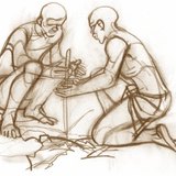 Creating fire through friction is still common where primitive conditions prevail