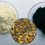 Sulfur and iron powder, and their mixture