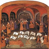 Contemporary depiction of musicians and singers