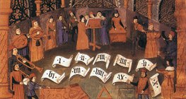 Contemporary depiction of musicians and singers