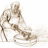 The internal energy of water increases while that of the iron decreases