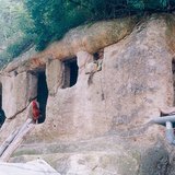 Dwelling carved into rhyolite rock
