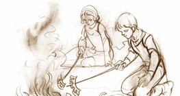 Wood burns fast with flames