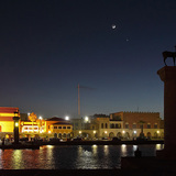Conjunction of the Moon and Venus over the port of Rhodes