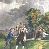 Benjamin Franklin and his son 'ground the lightnings of the sky'