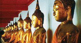 Buddha statues in the Marble Temple (Bangkok, Thailand)