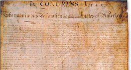 An original copy of the Declaration of Independence