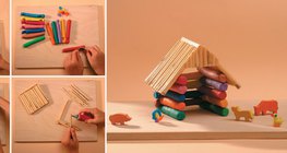 Making a hut from dough