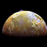 Volcanic eruption on Io, a moon of Jupiter
