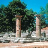 Ruins of the Temple of Hera at Olympia, Greece