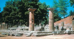 Ruins of the Temple of Hera at Olympia, Greece