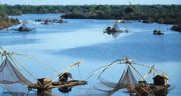 Fishing boats on the Mekong River