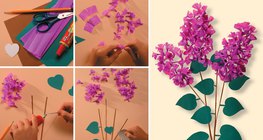 Making lilac flowers from crepe paper