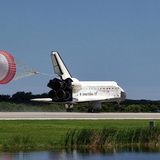A landing space shuttle