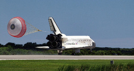 A landing space shuttle