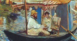 Édouard Manet - Monet in his Studio Boat (1874, Impressionism)