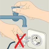 Do not touch electrical equipment and an earthed object at the same time Do not touch electrical equipment and an earthed object at the same time