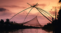 Fishing net at sunset