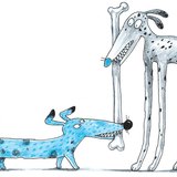 Alacsony és magas kutya csonton veszekszik