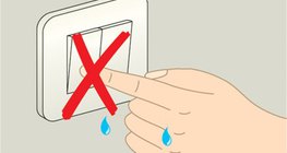 Do not touch electrical equipment with wet hands