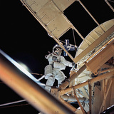 A spacewalk near the Skylab space station