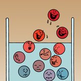 Steam particles are leaving the surface of the liquid