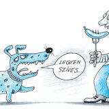 Kutya ételt kunyerál az étkező fiútól