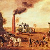 Steam engine in a mine, England