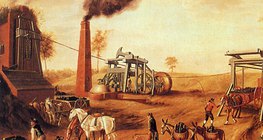 Steam engine in a mine, England