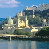 Cityscape of Salzburg with the Hohensalzburg Castle in the background