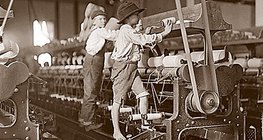 Child workers in a textile factory
