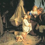 Inside a Russian peasant's hut