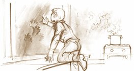 Steam condenses on the cold glass