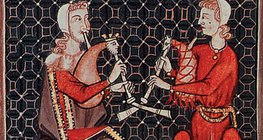 A miniature depicting troubadours 