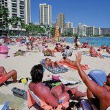 Sunbathing on the beach