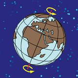 The Earth rotates around its axis once every 24 hours