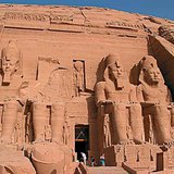 The entrance of the rock temple of Ramesses II (Abu Simbel, Egypt, c. 1300 BC)