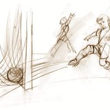 A boy playing football