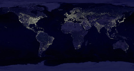 Satellite image of Earth at night
