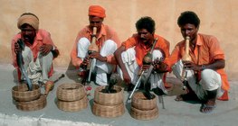 Snake charmers in the street (India)