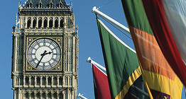 Big Ben with the flags of the Commonwealth