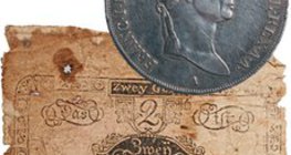 Austrian bill of exchange and silver coin with the portrait of Francis I