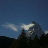 Summit of the Matterhorn in the moonlight
