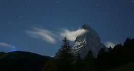 Summit of the Matterhorn in the moonlight