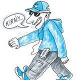 Rapper srác király zenét hallgat