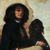 Gustave Courbet: Self-Portrait with a Black Dog (1844, Realism, detail)