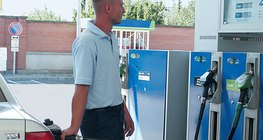 Refuelling a car at a petrol station