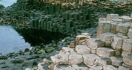 Basalt divided into hexagonal columns