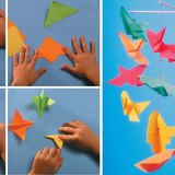 Making birds from coloured papers